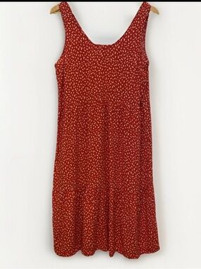 Reitmans Red Mini Dress with White Leaf Print